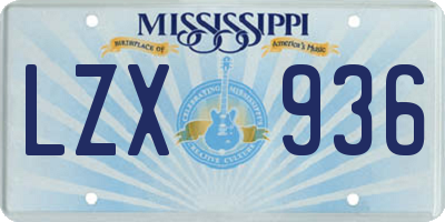 MS license plate LZX936