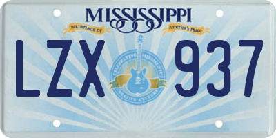 MS license plate LZX937