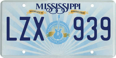 MS license plate LZX939