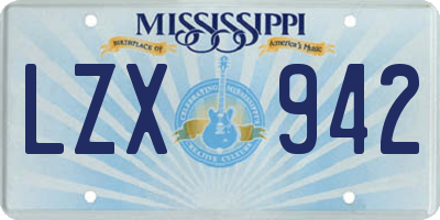 MS license plate LZX942