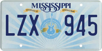 MS license plate LZX945