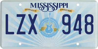 MS license plate LZX948