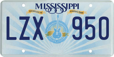 MS license plate LZX950