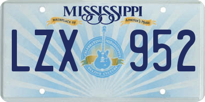MS license plate LZX952
