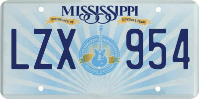 MS license plate LZX954