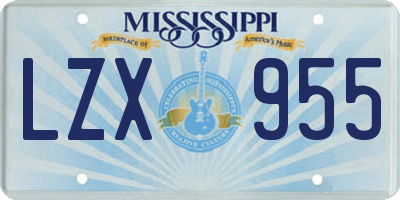 MS license plate LZX955