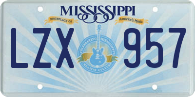 MS license plate LZX957