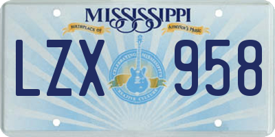 MS license plate LZX958