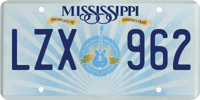 MS license plate LZX962