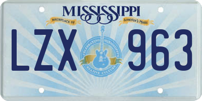 MS license plate LZX963