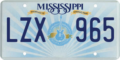 MS license plate LZX965