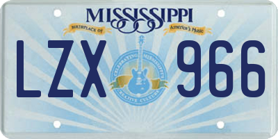 MS license plate LZX966