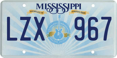 MS license plate LZX967