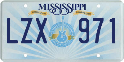 MS license plate LZX971
