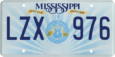 MS license plate LZX976