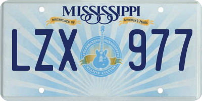 MS license plate LZX977