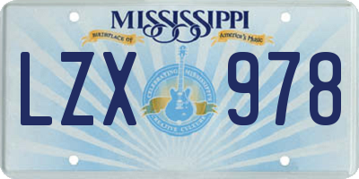 MS license plate LZX978