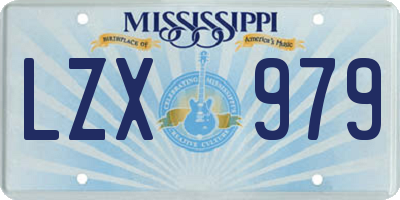 MS license plate LZX979