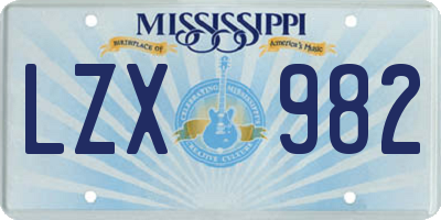 MS license plate LZX982