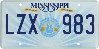 MS license plate LZX983