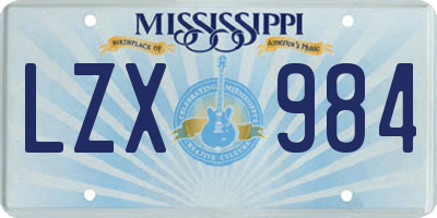 MS license plate LZX984