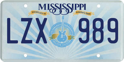 MS license plate LZX989