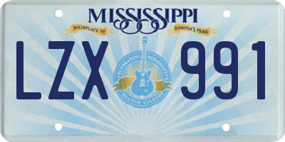 MS license plate LZX991