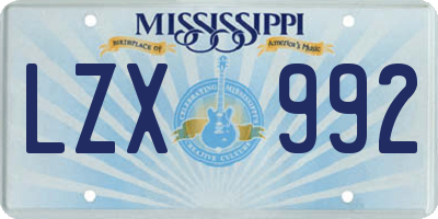 MS license plate LZX992