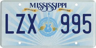 MS license plate LZX995