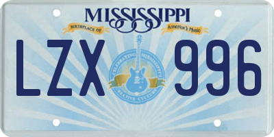 MS license plate LZX996