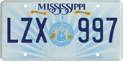 MS license plate LZX997