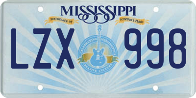 MS license plate LZX998