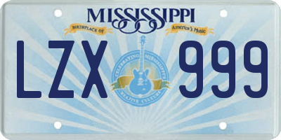 MS license plate LZX999