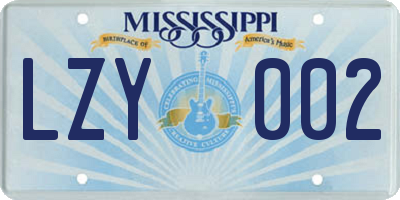 MS license plate LZY002