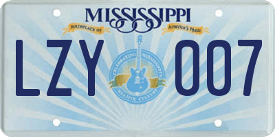 MS license plate LZY007