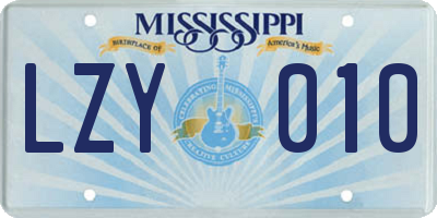 MS license plate LZY010