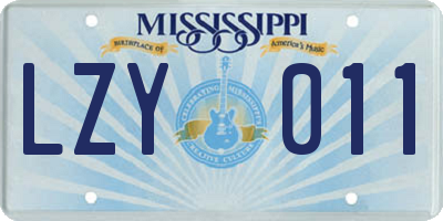 MS license plate LZY011