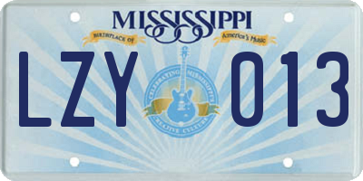 MS license plate LZY013