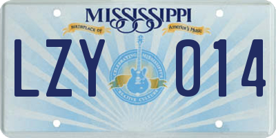 MS license plate LZY014