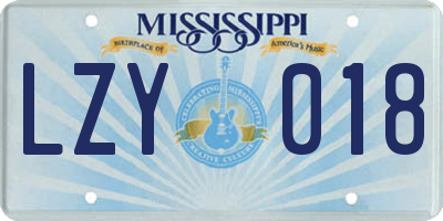 MS license plate LZY018
