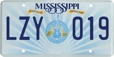 MS license plate LZY019