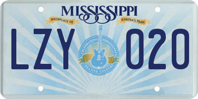 MS license plate LZY020