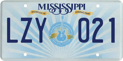 MS license plate LZY021