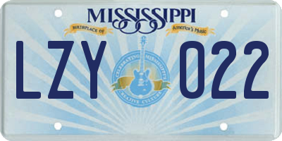 MS license plate LZY022