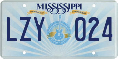 MS license plate LZY024