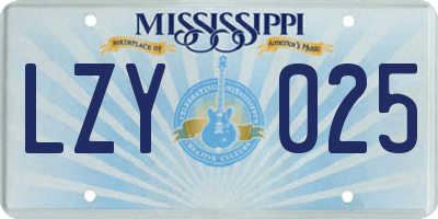 MS license plate LZY025