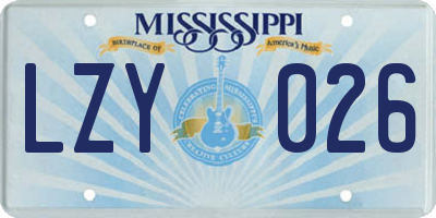 MS license plate LZY026