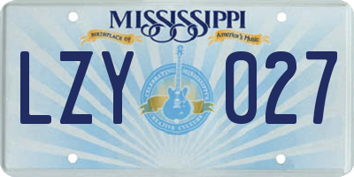 MS license plate LZY027