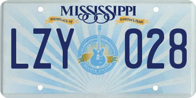 MS license plate LZY028