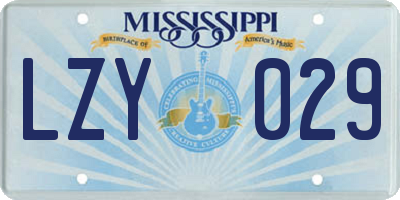 MS license plate LZY029